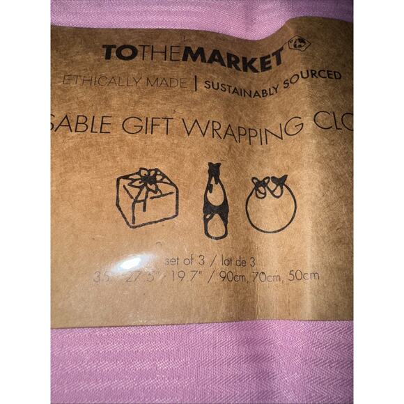 To The Market Colorful Reusable Gift Wrapping Cloths Set Of 3 NEW In Pack Sealed - Picture 2 of 7